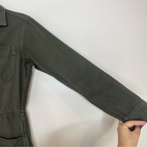 Free People Gia Long Sleeve Coverall Jumpsuit Military Army Green Size XS - Picture 9 of 14